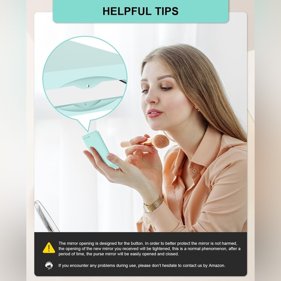 Small Compact Mirror, 1x/2x Travel Magnifying Mirror, Handheld Portable Folding - Picture 3 of 9